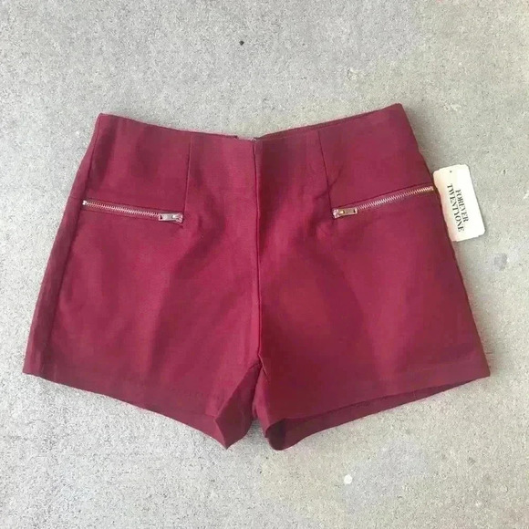 Forever 21 High Waist Shorts Burgundy XS - Picture 1 of 4